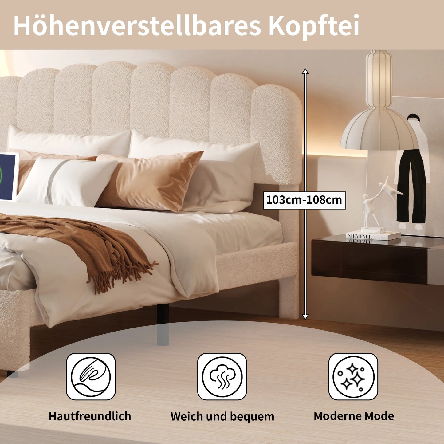 2-Persoonsbed – Tweepersoonsbed – Bedframe – Slaapbed – Jeugdbed – 140x200 cm – Verstelbaar Teddy Hoofdbord – Opberglade met USB Oplaadstation