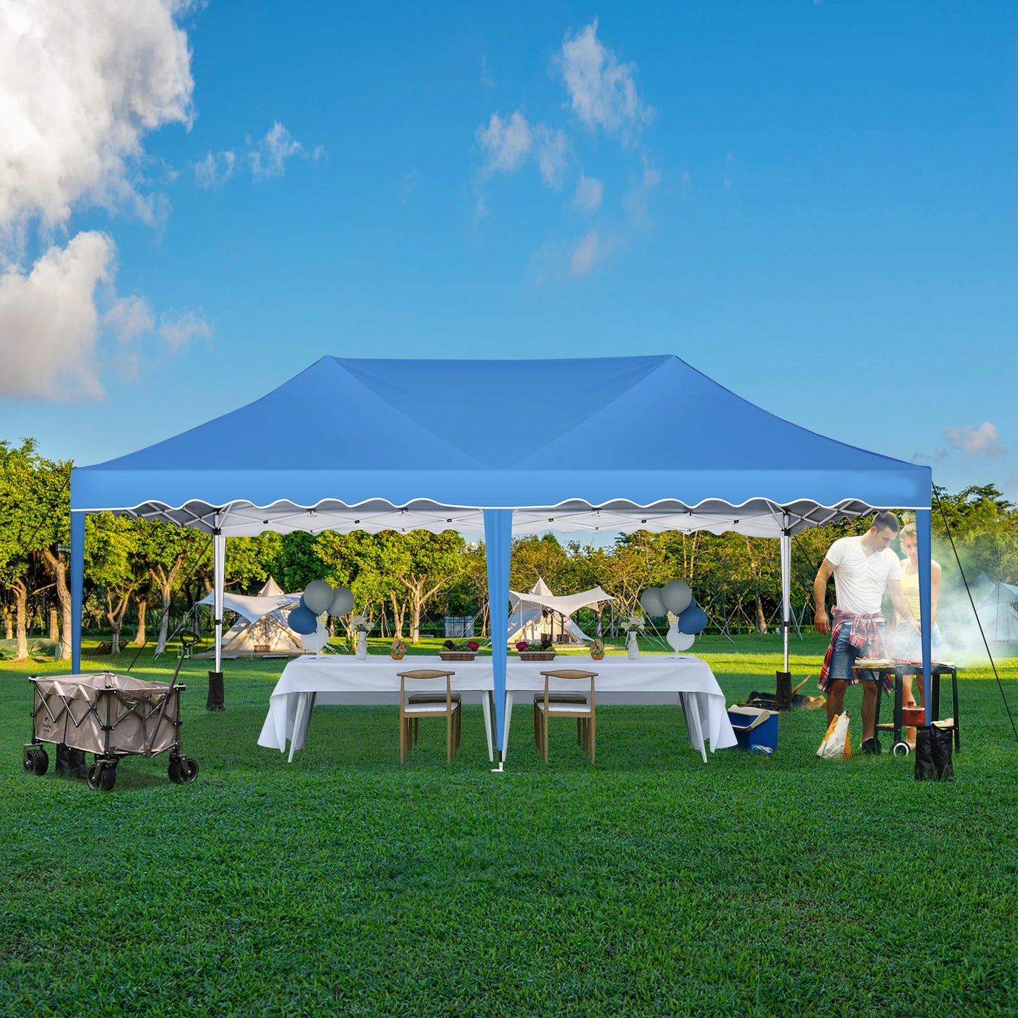 Partytent – Tent – Overkapping – Zonnescherm – Waterdicht – 3x6 Meter – Stalen Frame - Blauw
