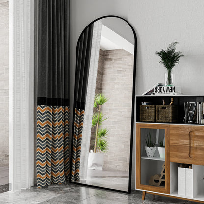 Volledige Lichaam Spiegel – Vloerspiegel – Staande Spiegel – Tuinspiegel – Zwarte Aluminium Spiegel – 180x80 cm – Versterkt Glas