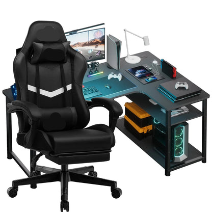 Gamestoel – Gaming Chair – Bureaustoel – Racing Stoel – Game Stoel – Verstelbare Hoogte – 360° Draaibaar Met Zwenkwielen