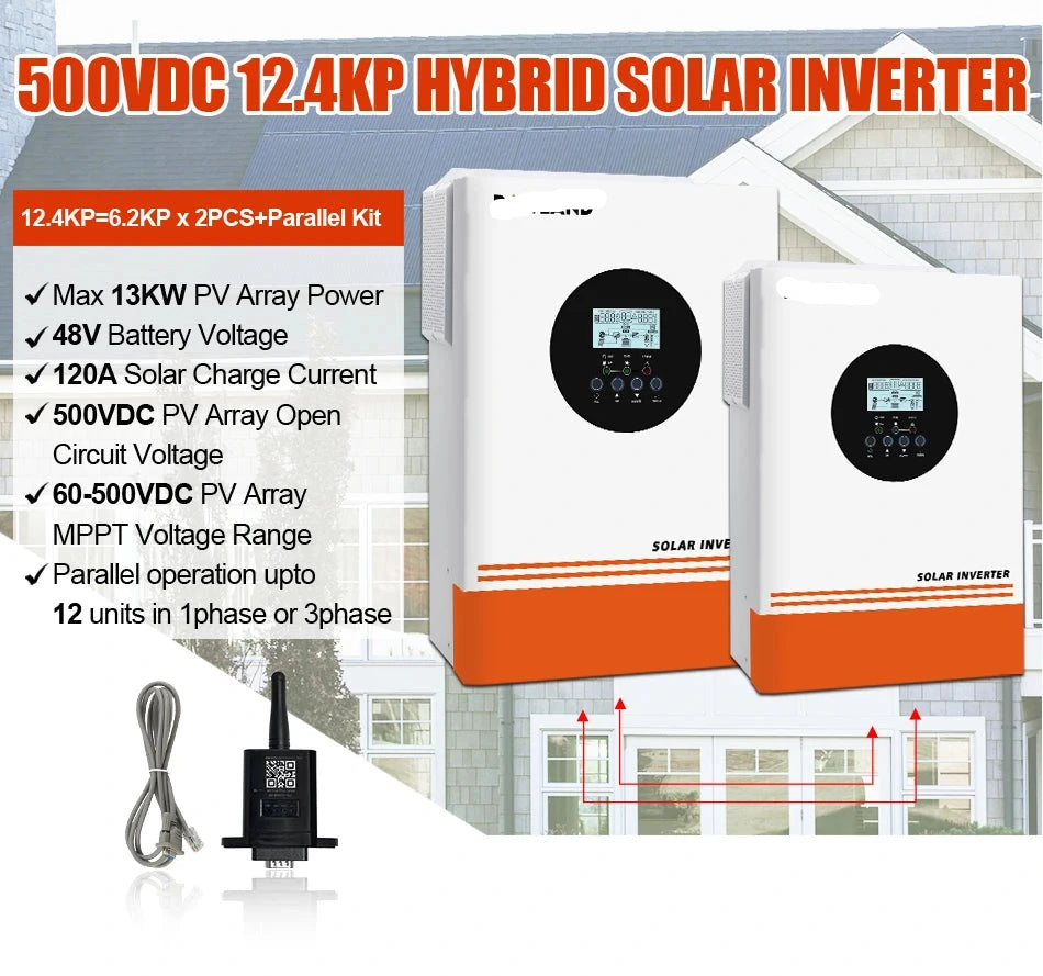 Zonne-omvormer – Solar Omvormer – PV Omvormer – Sinusgolf Omvormer – MPPT 120A – 12,4 kW Vermogen – Batterij Compatibel