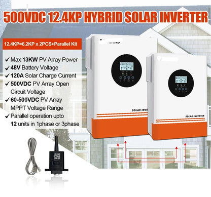 Zonne-omvormer – Solar Omvormer – PV Omvormer – Sinusgolf Omvormer – MPPT 120A – 12,4 kW Vermogen – Batterij Compatibel