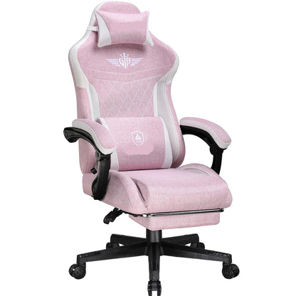 Ergonomische Bureaustoel – Gamingstoel – Kantoorbureau Stoel – Comfortabele Stoel – Verstelbare Rugleuning – Ademend Stof – Voetensteun - Roze