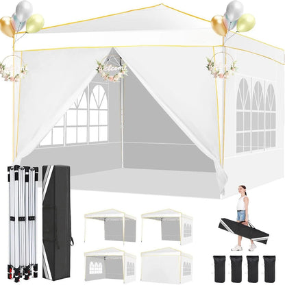 Partytent – Vouwtent – Tent – Schaduwdoek – Waterdicht – UV-Bescherming 50+ - Metalen Frame –  3 x 3 Meter - Wit