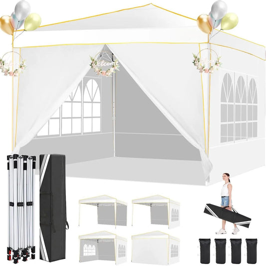 Partytent – Vouwtent – Tent – Schaduwdoek – Waterdicht – UV-Bescherming 50+ - Metalen Frame –  3 x 3 Meter - Wit
