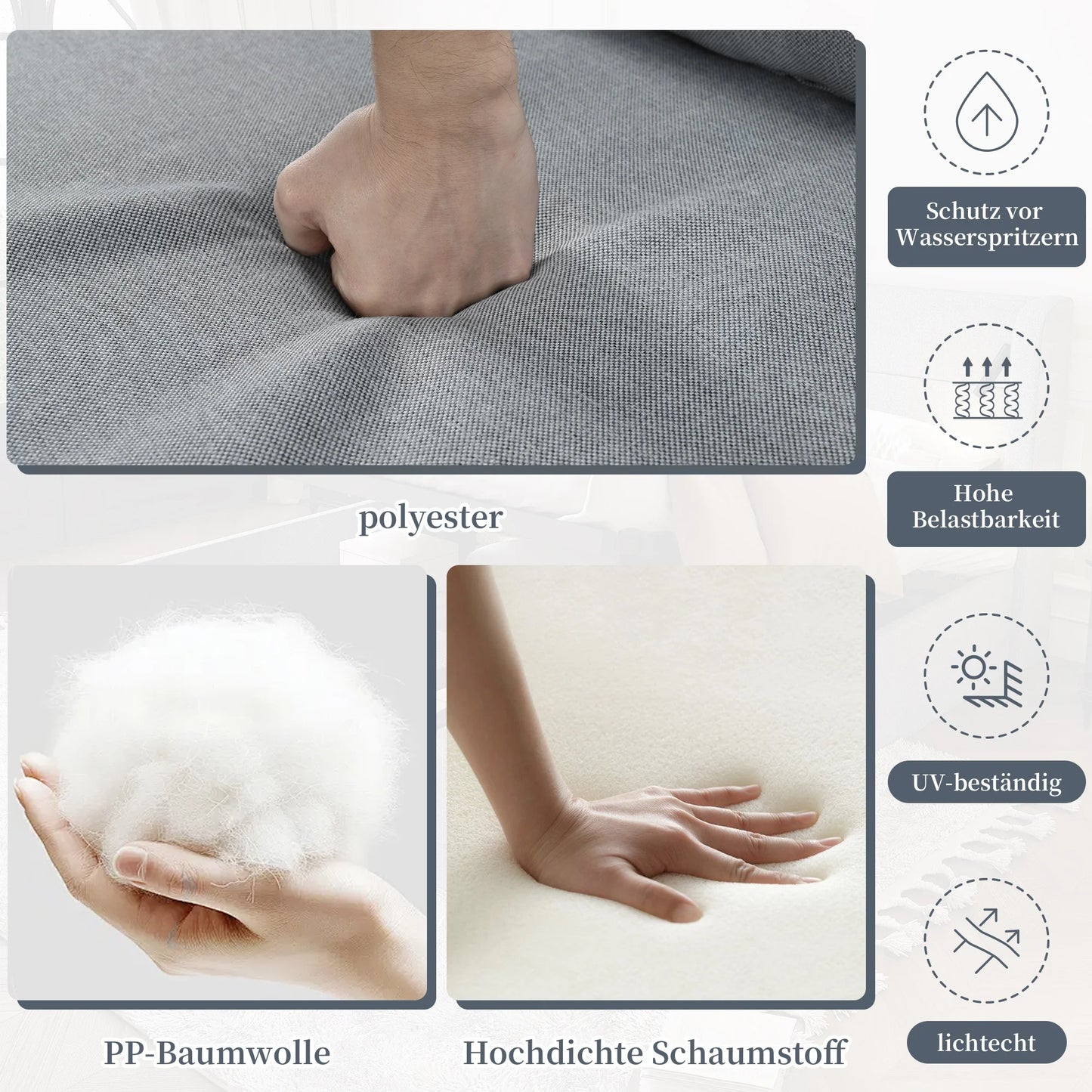 Tuinmeubelset – Hoekige Tuinmeubelset – Buitenmeubelen – Hoekbank – Tuinset – Balkonset – Gegalvaniseerd Stalen Frame – Glazen Tafelblad - Grijs