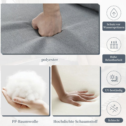 Tuinmeubelset – Hoekige Tuinmeubelset – Buitenmeubelen – Hoekbank – Tuinset – Balkonset – Gegalvaniseerd Stalen Frame – Glazen Tafelblad - Grijs