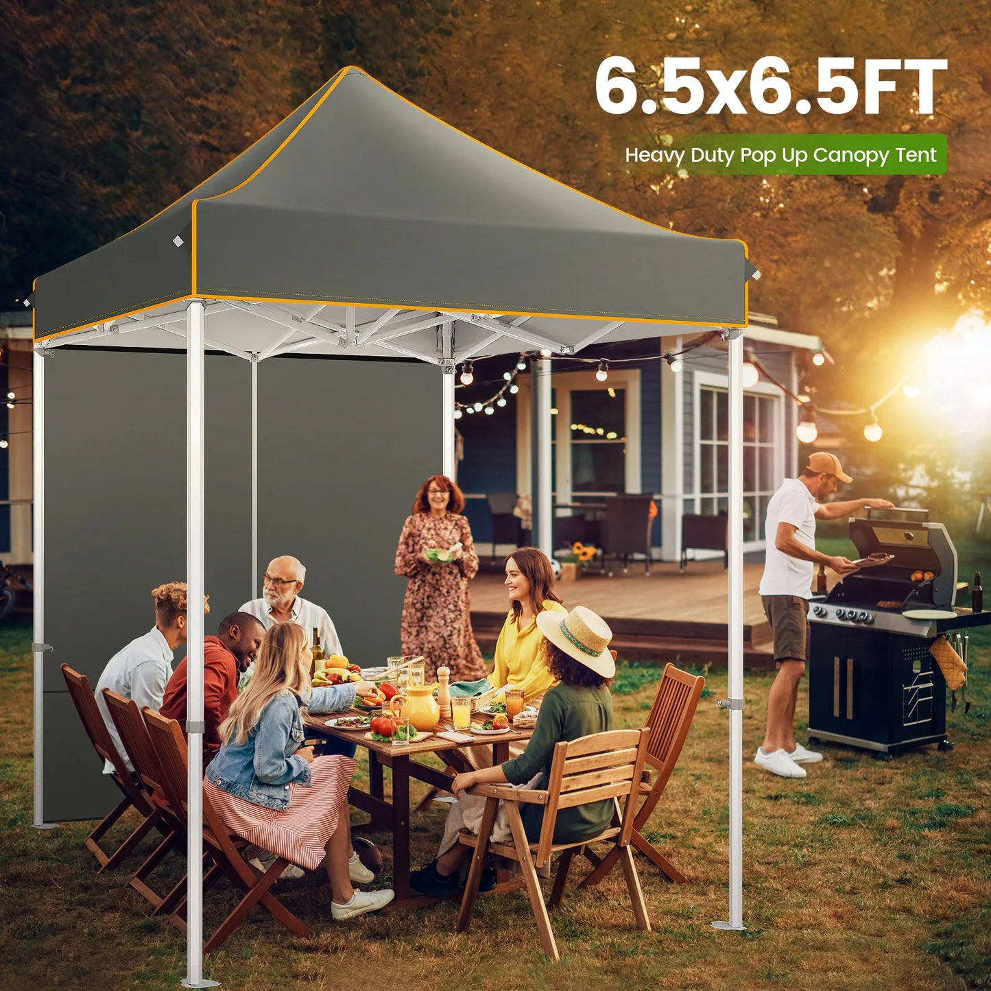 Partytent –  Pop-Up Luifel – Zonnescherm – Overkapping – Tuinpaviljoen – Waterdicht Oxford Doek – Verstelbare Hoogte - 2 x 2 Meter - Grijs