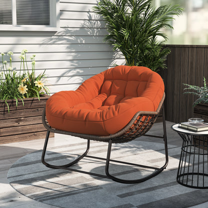 Rotan Stoel – Schommelstoel – Loungestoel – Tuinstoel – Fauteuil – Oversized Design – Waterafstotend Polyester Kussen – Afmetingen 105x90x80 cm