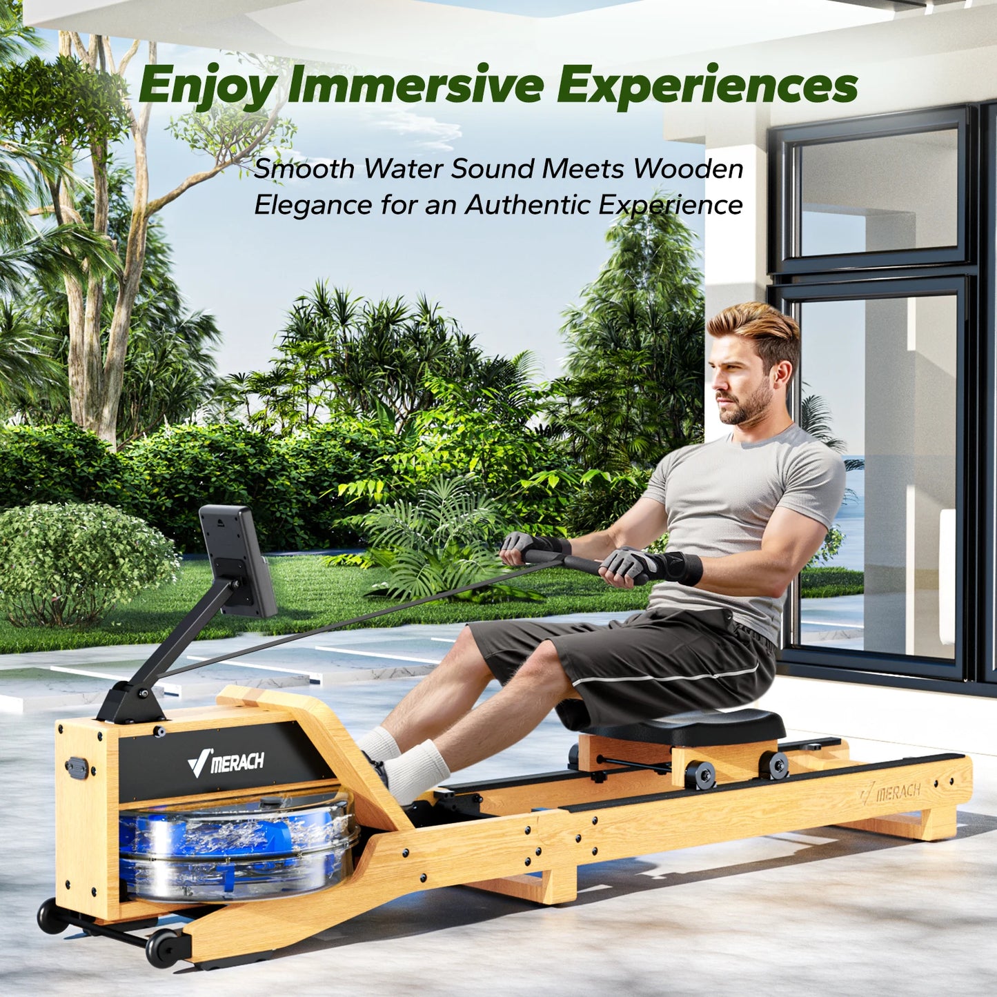 Waterroeimachine – Roeitrainer – Fitnessapparaat – Indoor Rower – Home Gym – Massief Hout – Realistisch Waterweerstandsystem