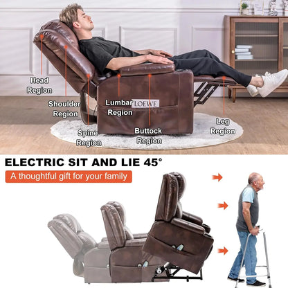 Elektrische Relaxfauteuil – Relaxstoel – Sta Op Stoel – Verstelbare Fauteuil – Massagefunctie – Kunstleer Bekleding – Draagvermogen 150 Kg - Zwart