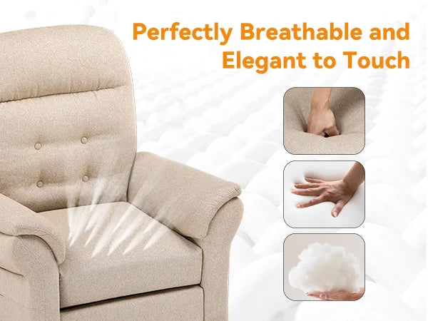 Relaxstoel – Verstelbare Stoel – Zitstoel – Fauteuil – Voetenbank – 4-Standen Rugleuning – Opbergruimte Voetenbank - Beige