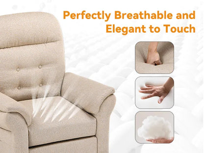 Relaxstoel – Verstelbare Stoel – Zitstoel – Fauteuil – Voetenbank – 4-Standen Rugleuning – Opbergruimte Voetenbank - Beige