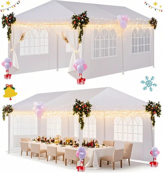 Paviljoen - Tuinpaviljoen - Partytent - Tuintent - Pop-up Kliksysteem - Stabiel - Opvouwbaar - Waterdicht - Winterbestendig - 50+UV-Bescherming - voor Tuin - Buiten - Achtertuin - 3 x 6 m - Wit