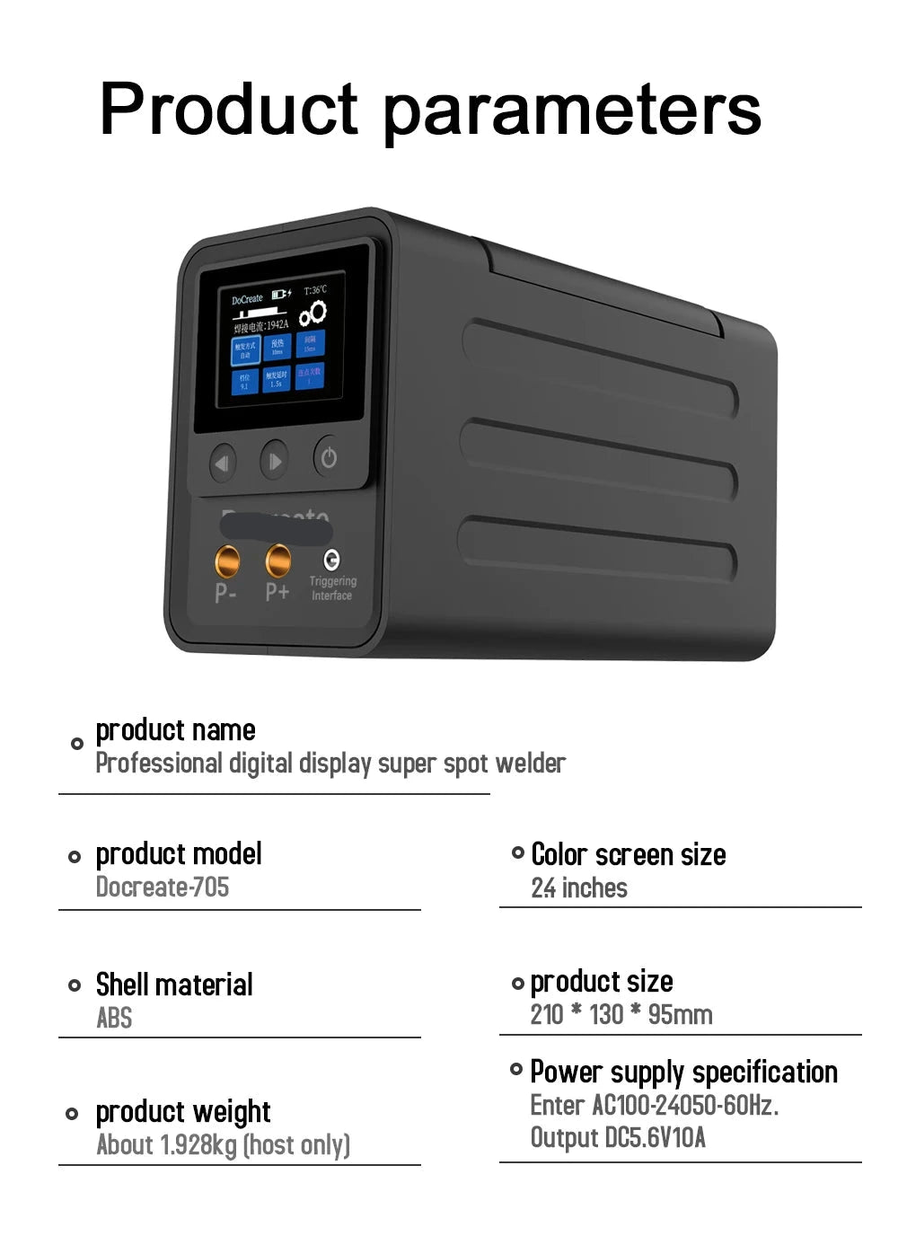 Spotlasmachine – Spotlasser – Lasapparaat – Puntlasmachine – Draagbare Lasmachine – 1800 Ampère – Digitale Display