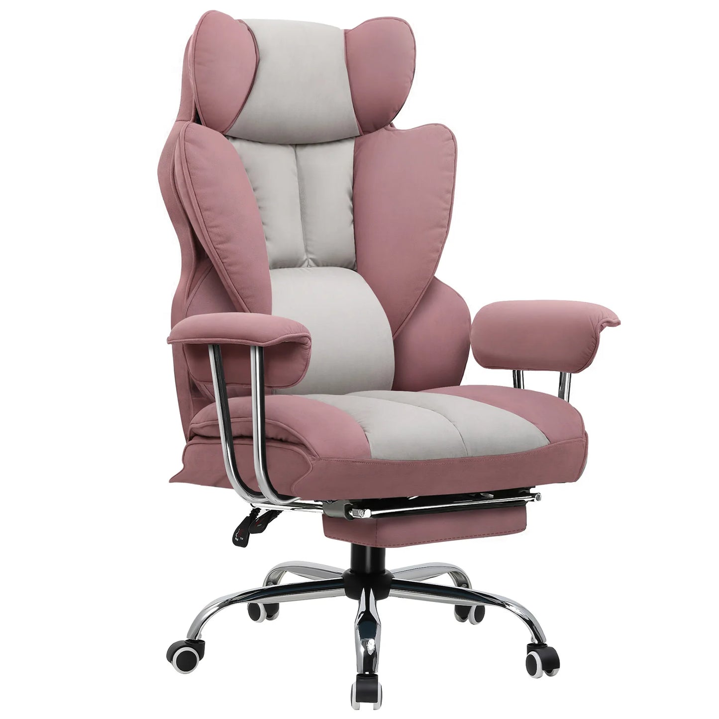 Gaming Stoel - Ergonomische Bureaustoel - Stoel - Bureaustoelen - met Voetsteun - Verstelbare Rugleuning - Vering en Dikke Zitting - Tot 150 kg - Stoffen Bekleding - Roze