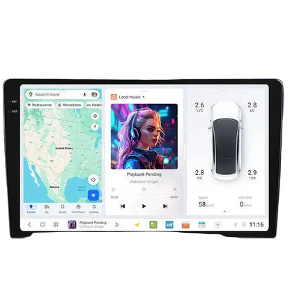 Multimedia Speler Auto – Car Radio – Touchscreen Speler – GPS Navigatie – Android Auto – 9,5 Inch – Draadloos CarPlay – 4G LTE WiFi