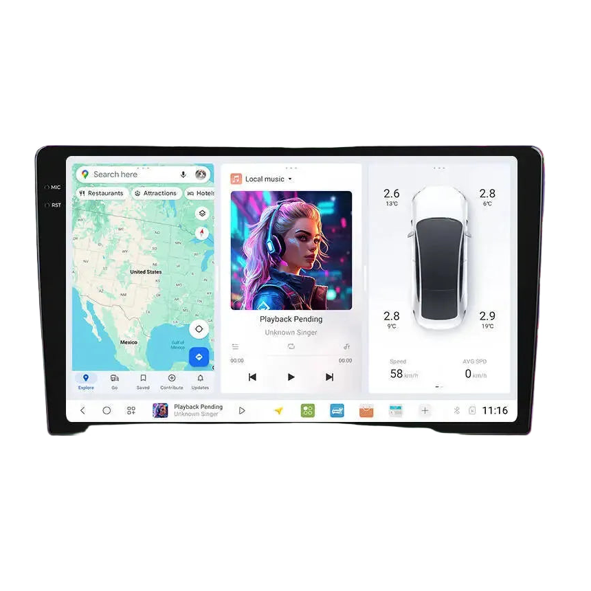 Universele Car Multimedia Speler – Auto Radio – Multimedia Systeem – Touchscreen Infotainment – GPS Navigatie – Draadloos Apple CarPlay & Android Auto – 10,36 Inch Scherm – 12GB RAM & 128GB Opslag