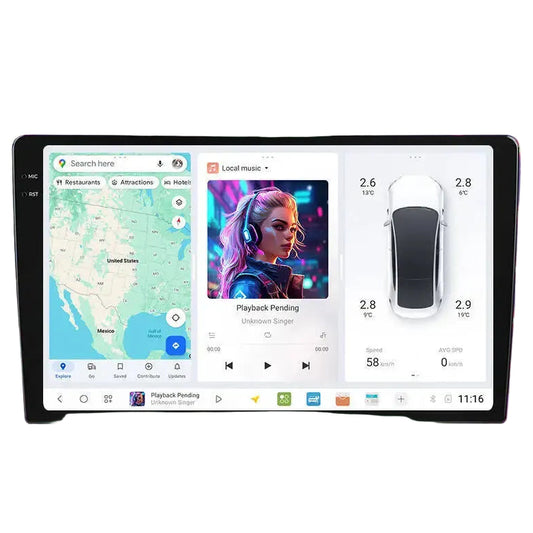 Multimedia Autoradio – Carplay Radio – Android Auto Systeem – Auto Entertainment – Double Din Speler – 9,5 Inch Touchscreen – Draadloze Connectiviteit & GPS Navigatie
