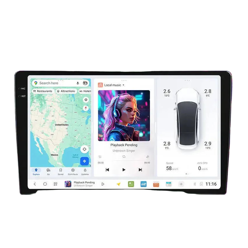 9,5 Inch Touchscreen Auto Multimedia Speler – Autoradio – Navigatiesysteem – CarPlay – Android Auto – 12GB RAM – 4G LTE WiFi Connectivity