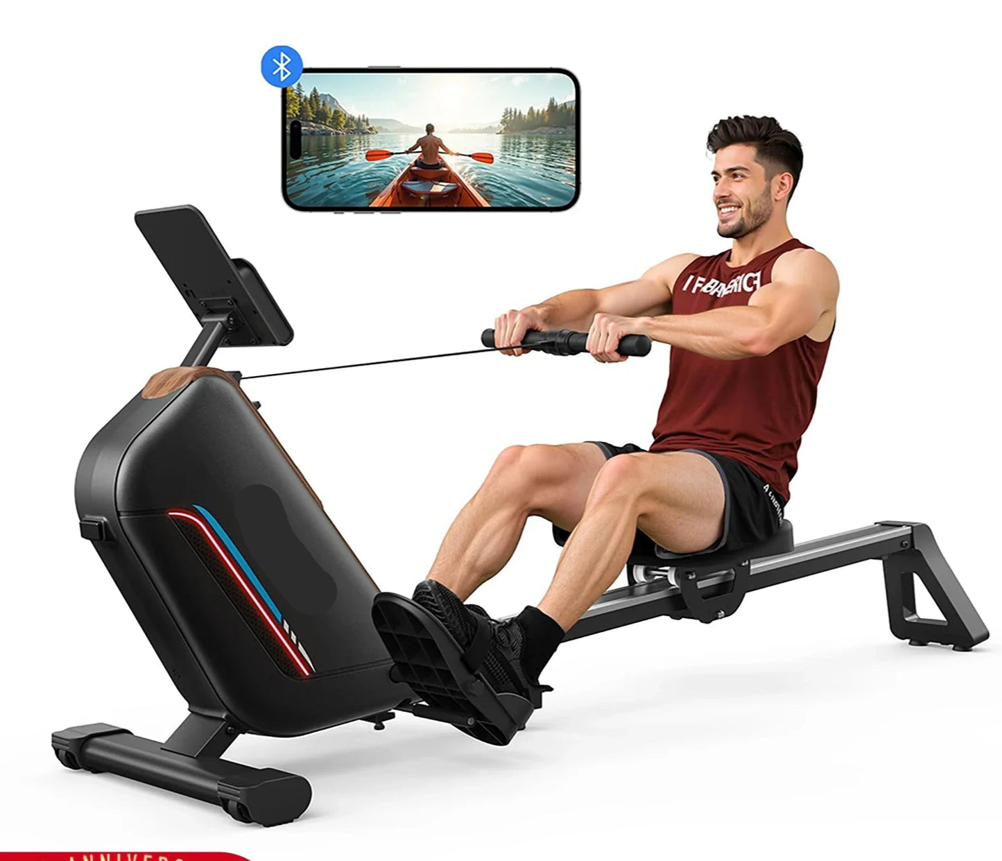 Roeimachine - Magnetische Roeitrainer - Roeiapparaat - Opvouwbare - 16 Niveau Weerstand - Bluetooth Connectie - LCD Display - Elektronische Gripbediening - Max 159kg - Ergonomisch Ontwerp - Thuis Fitnessapparaat - Handmatig Klassiek