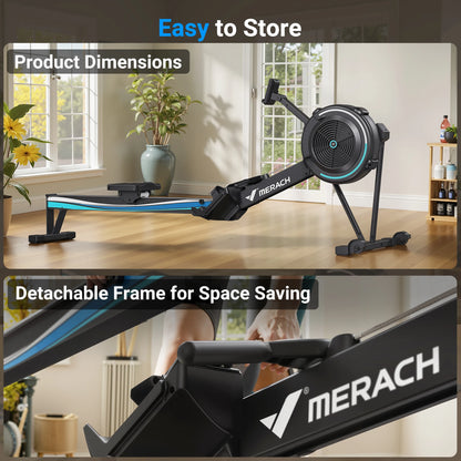 Roeimachine – Indoor Rower – Fitness Roeier – Workout Machine – Ergometer – 10 Niveaus Luchtweerstand – Ergonomisch Verstelbaar Zadel - QUORE