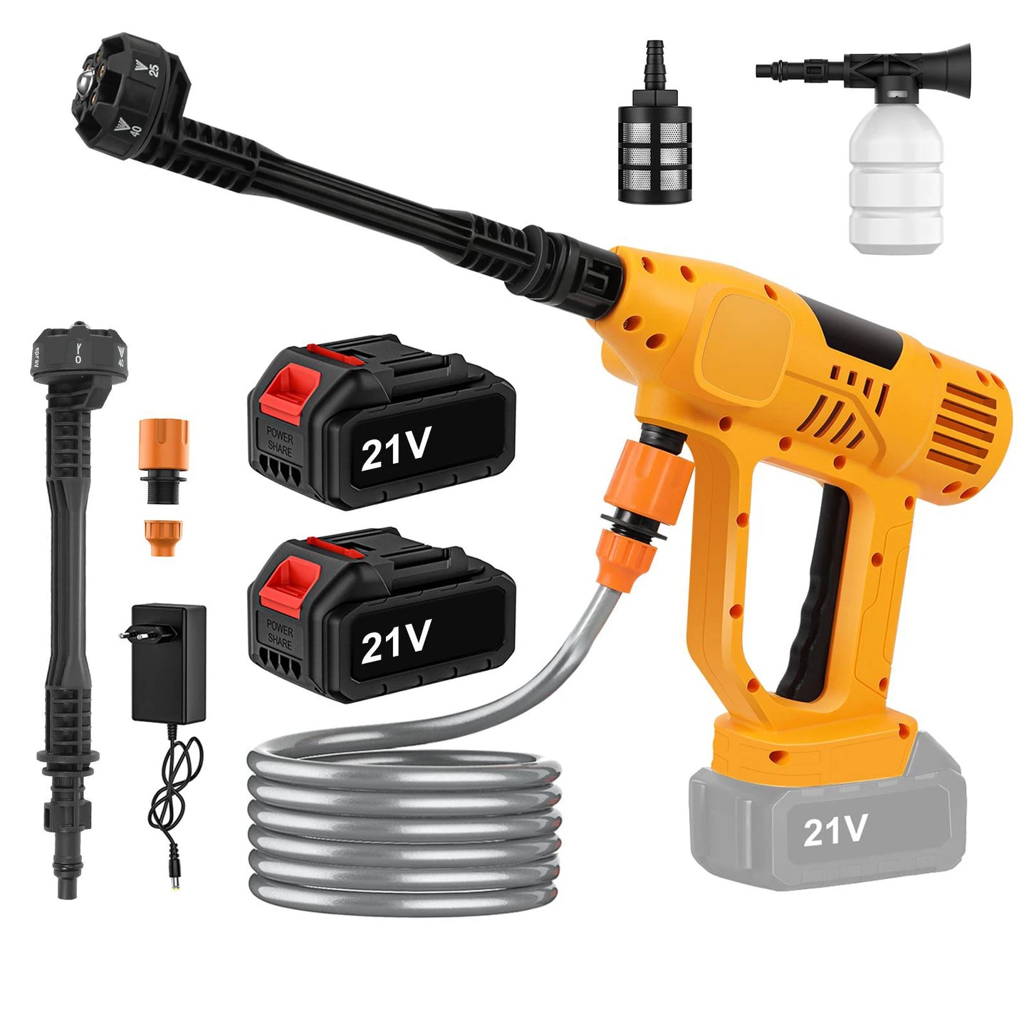 Hogedrukreiniger - Terrasreiniger - Waterpistool - Draadloze - Elektrische - 20000mAh Accu - 65 Bar -  6-in-1 Spuitpistool - Pressure Washer - Borstelloze  - Autowasser en Tuinreiniger – Inclusief 2x Accu