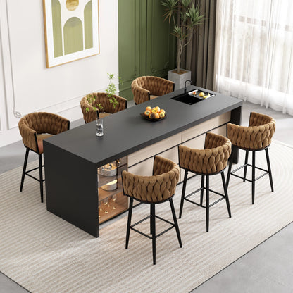 Eetkamerstoelen – Set van 6 - Velours Stoelen – Woonkamerstoelen – Velours Stoel – Metalen Poot – Draagvermogen 150 Kg – Warme Bruintint