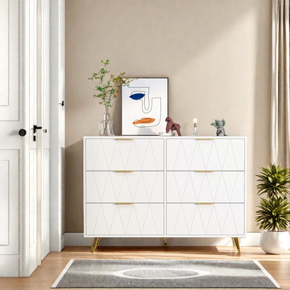 Ladekast 6 Lades – Kast Met Lades – Moderne Kasten – Stevige MDF Constructie – Stijlvolle Metalen Poten