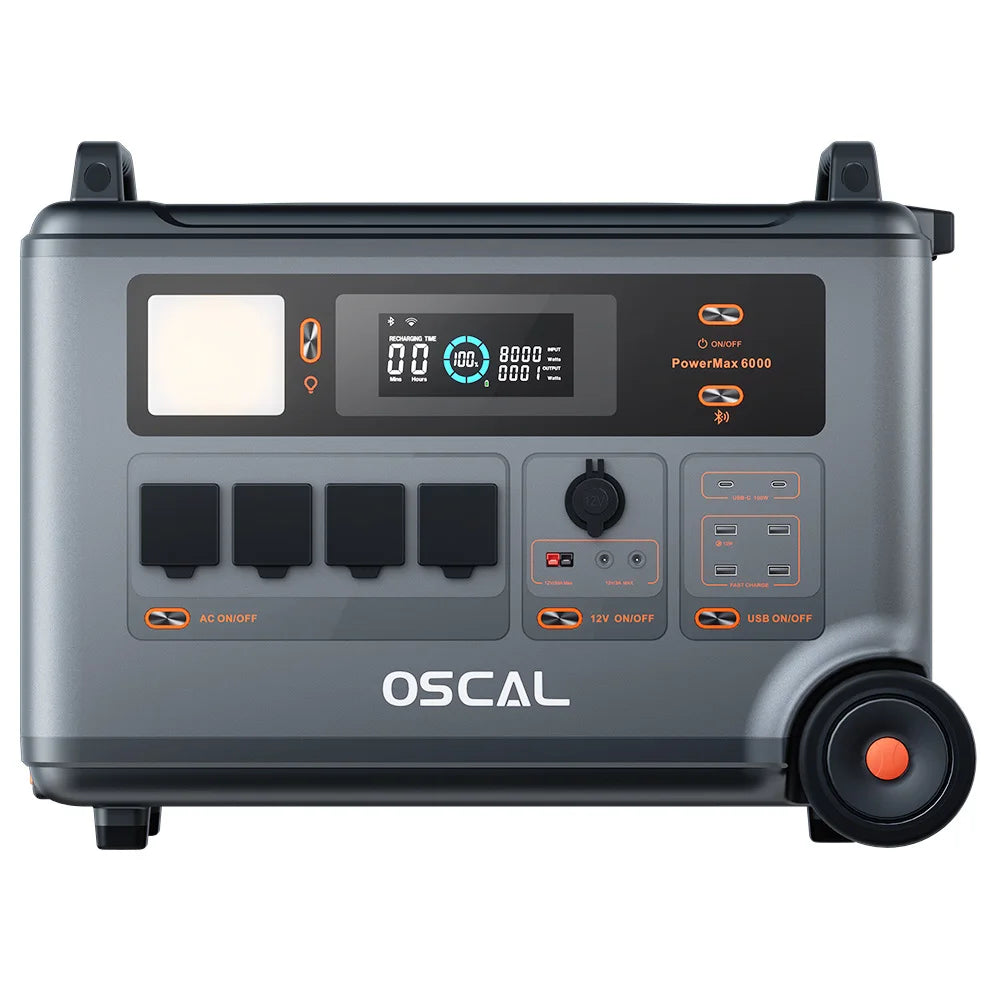 Powerstation – Mobiele Energievoorziening – Draagbare Accu – Noodstroomvoorziening – Zonne-energie Generator – 6000W Continu Vermogen – 3600Wh Lifepo4 Accu