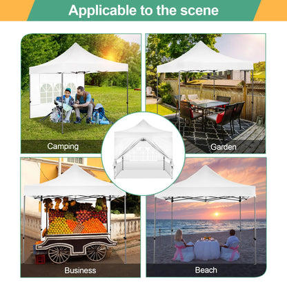 Tuinentent – Partytent – Pop-Up Luifeltent – Overkapping – Tent – Waterdicht Oxford Stof – Roestvrij Stalen Frame - 3x3m - Wit - QUORE