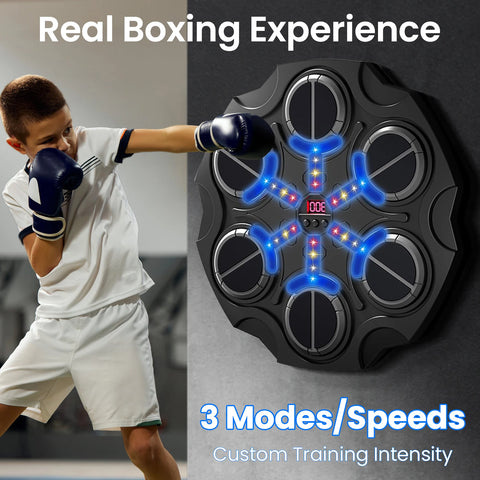 Music Boxing Machine - Music Boxing Machine voor de Muur - Gemonteerde Boks Trainer met Handschoenen & Bluetooth - Zwart
