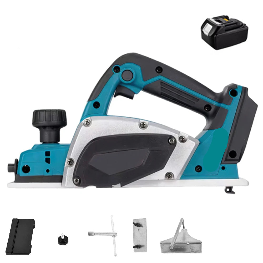 Schaafmachine - Elektrische Schaaf - Parallelgeleider - Opvangzak - Draadloze Elektrische Houtfrees - 1200W - 15000RPM - Brushless Motor - Houtbewerking Schaaf- en Freesmachine - 1 Accu
