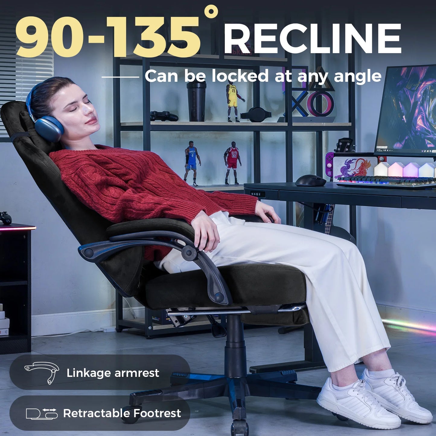 Gamingstoel – Gamestoel – Bureaustoel – Gaming Chair – Ergonomische Stoel – Verstelbare Hoogte – Ademend Stof - QUORE