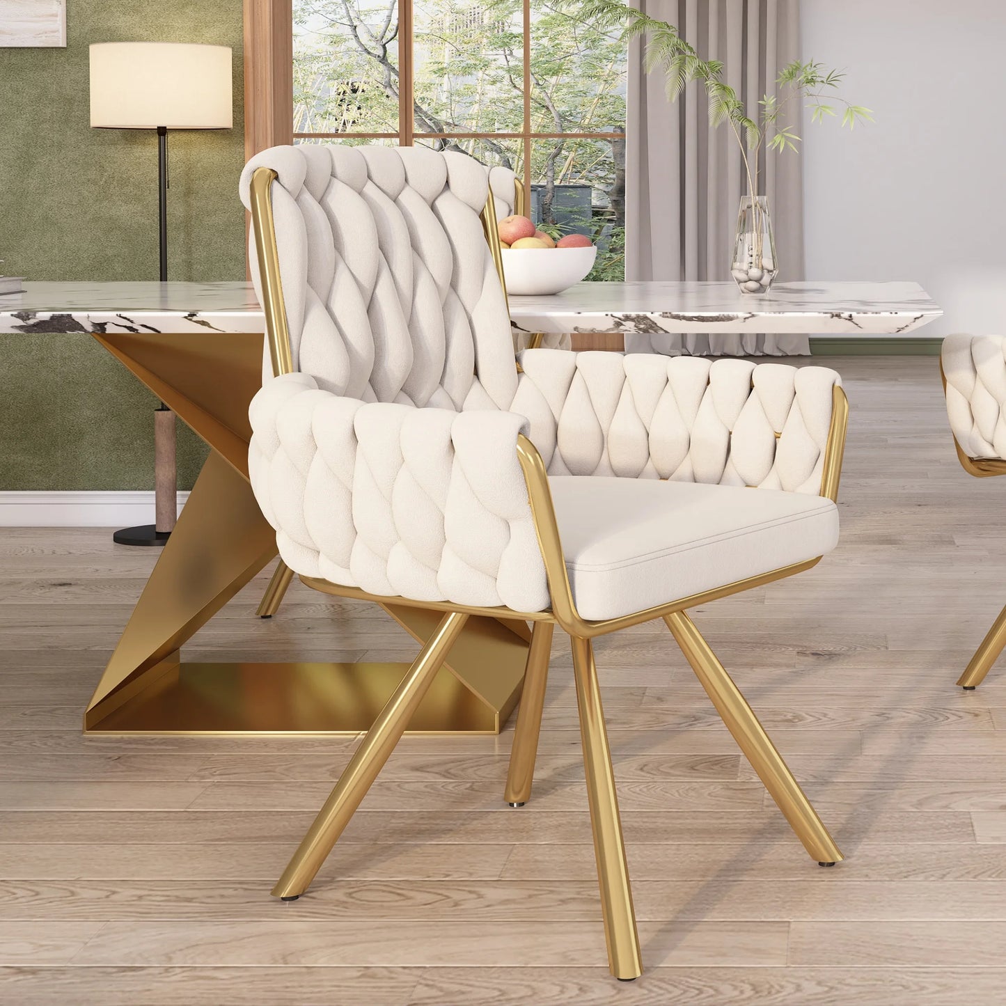 Eetkamerstoel – Draaistoel – Stoel Met Armleuningen – Velvet Stoel – 360° Draaibaar – Metalen Frame