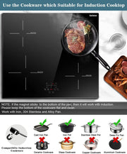 Inductie kookplaat - Induction Hob - Induction Cook Top - Inductie Fornuis - Elektrische Brander - 4-pits inductiekookplaat - Ingebouwde inductiekookplaat - met aanraakbediening - timer - veiligheidsslot - Zwart