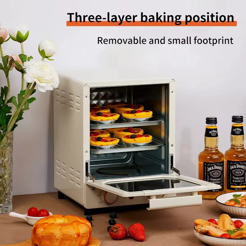 Airfryer - Heteluchtfriteuse - Broodrooster Oven - Keukenapparaten - met Voetkussens - Handgreep - Bak - Gegalvaniseerd binnenpaneel - Glazen deur - Jaloezie - 12L - 220V - 70-250 ℃ - 0-60 min Timingknop - Beige