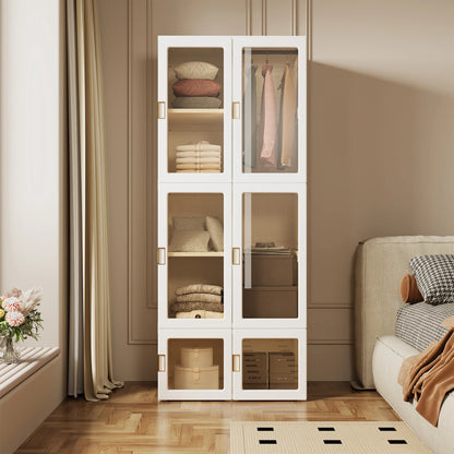 Rosahqnda Foldable closet Bedroom Wardrobe Wardrobes with Garment Rack Portable Multipurpose Cabinet storage