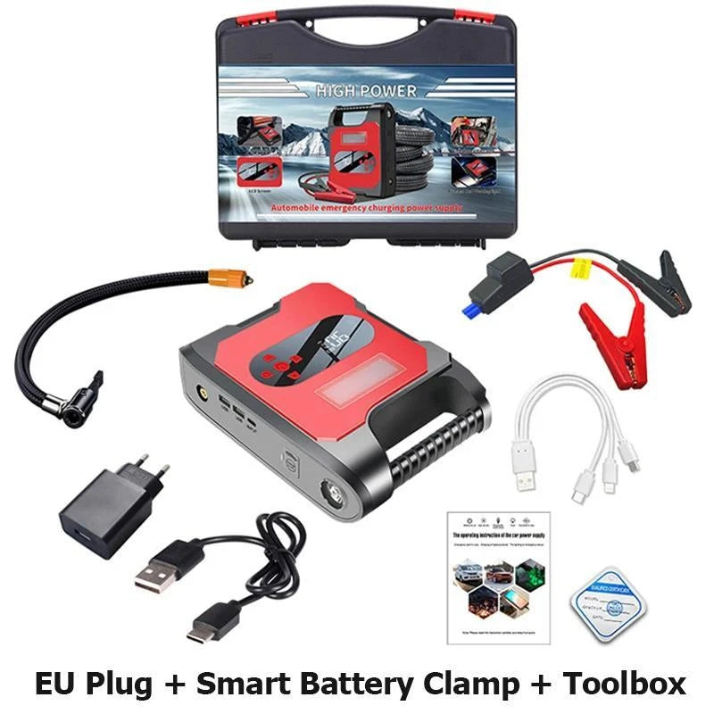 Jumpstarter - Jumpstarter voor Auto - 12V - 6000A - Startapparaat voor Auto - Jumpstarter met Powerbank - Standaard Jumpstarter - Zwart