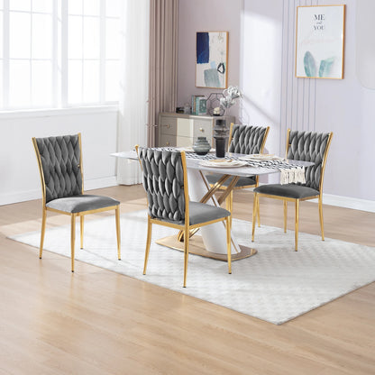 Eetkamerstoelen – Fluwelen Stoelen – Bureaustoelen – Comfortabele Stoelen – Set van 2 - Metalen Poten – Hoge Rugleuning - 59.5 x 47 x 94.5 cm - Donkergrijs
