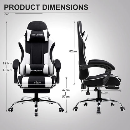 Ergonomische Gamingstoel – Bureaustoel – Game Stoel – Computerstoel – Draaibare Stoel – Met Voetensteun – Lendensteun met Massagefunctie – Met Ademend Stof