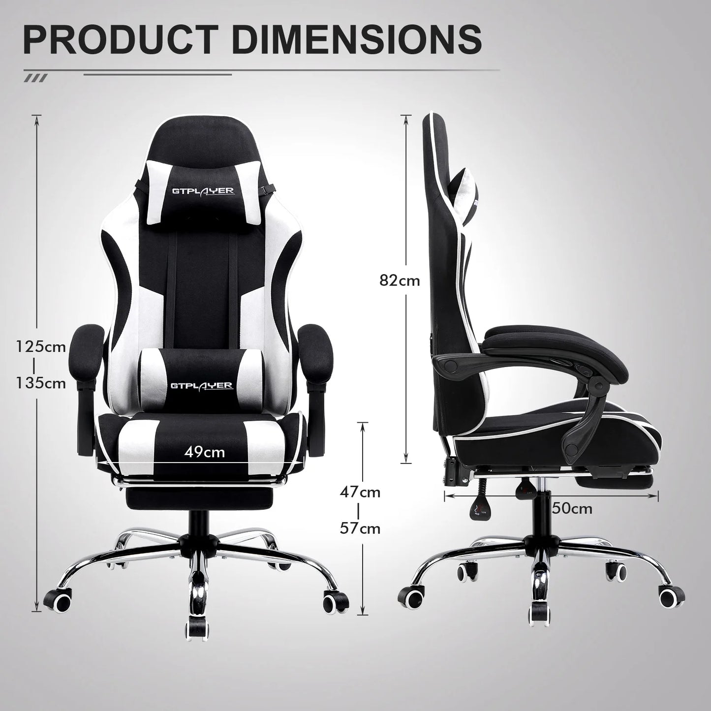 Ergonomische Gamingstoel – Bureaustoel – Office Chair – Gamestoel – Werkstoel – Met Voetsteun – Massage Lendenkussen – Ademend Stof