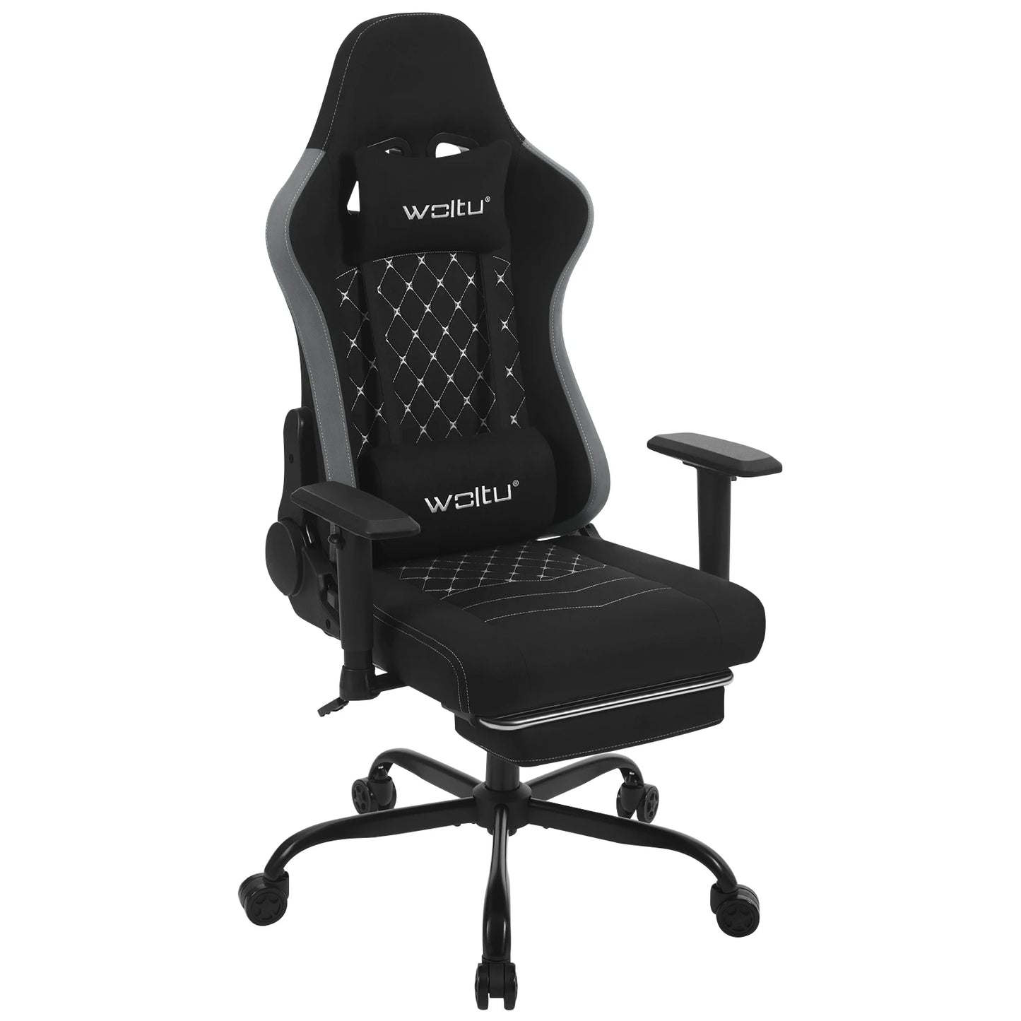 Ergonomische Gamingstoel – Bureaustoel – Computerstoel – Game Chair – Office Chair – Massagefunctie – Verstelbare Rugleuning 90-155° - Zwart-Grijs