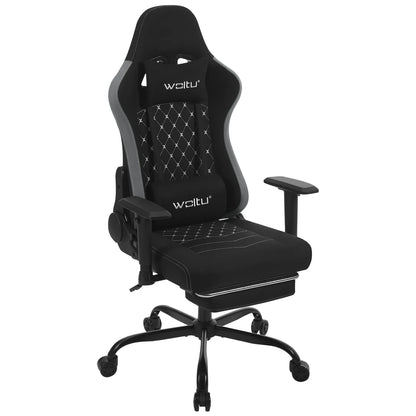 Ergonomische Gamingstoel – Bureaustoel – Computerstoel – Game Chair – Office Chair – Massagefunctie – Verstelbare Rugleuning 90-155° - Zwart-Grijs