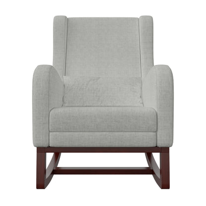 Schommelstoel - Relaxstoel - Loungestoel - Met Voetsteun - Matte Stof - Kussens - Opbergzakken - Massief Houten Basis - voor Woonkamers - Slaapkamers - 64 x 67 x 99 cm - Grijs