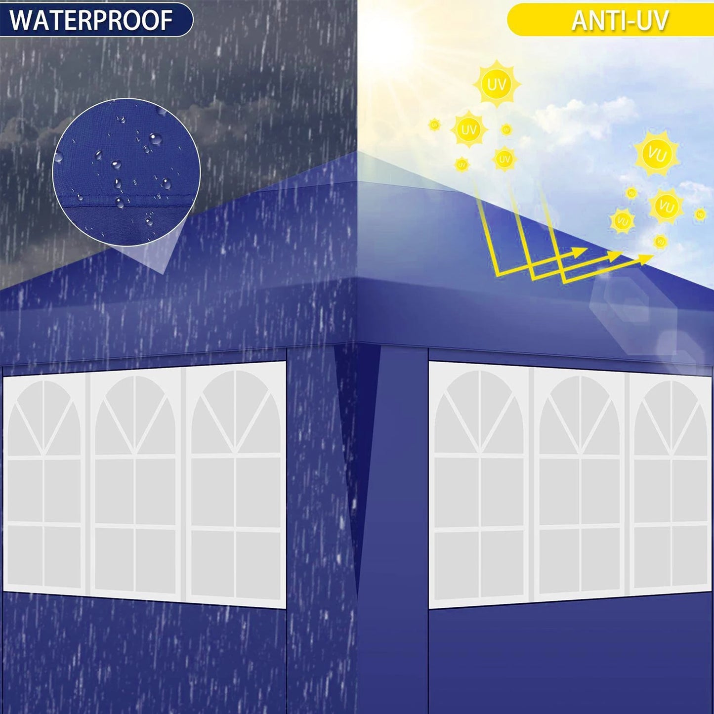 Partytent – Tent – Overkapping – Buitenluifel – 3x6 Meter – Waterdicht Oxford Doek – Verstelbaar Stalen Frame - Marineblauw