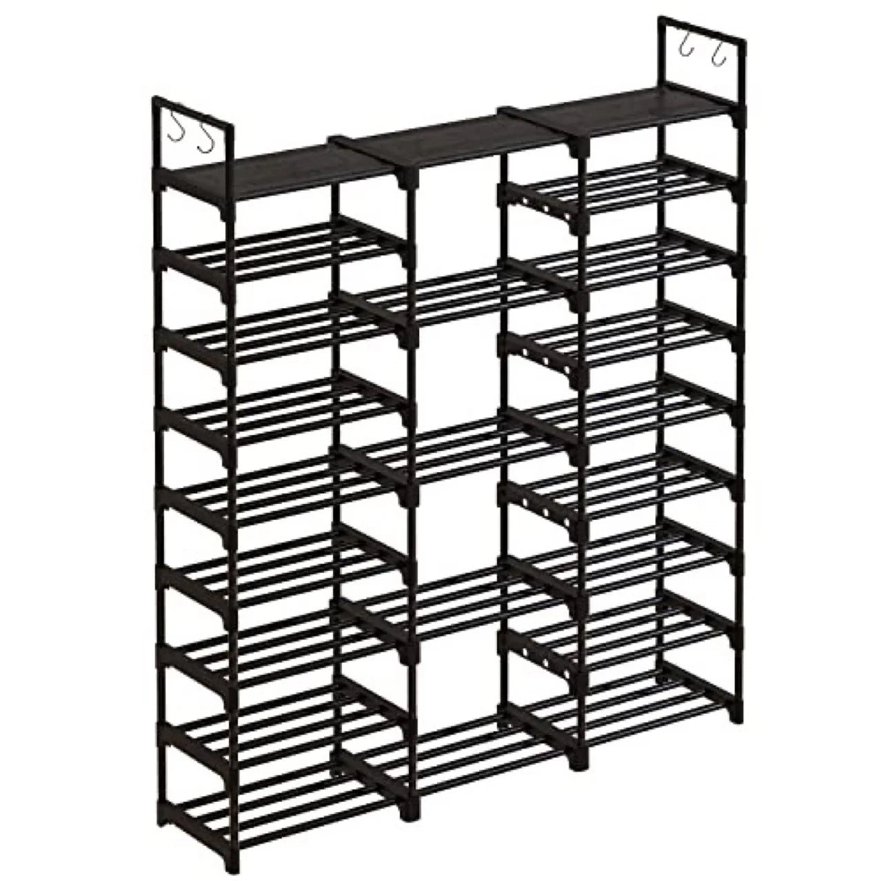 Grote-Schoenenrek - Kastplank - Schoenenrek-8-Niveaus - Voor-46-50-Paar - Stapelbaar-Metaal - Schoenenorganizer - Voor-Laarzen-Hal-Garderobe-Kast - Zwart