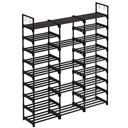 Grote-Schoenenrek - Kastplank - Schoenenrek-8-Niveaus - Voor-46-50-Paar - Stapelbaar-Metaal - Schoenenorganizer - Voor-Laarzen-Hal-Garderobe-Kast - Zwart