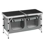 Picknicktafel - Campingtafel - Campingtafel Inklapbaar - Opvouwbaar - In hoogte verstelbaar - Aluminium Koffertafel - Met Opbergtas - Zwart Grijs