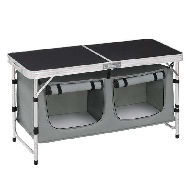 Picknicktafel - Campingtafel - Campingtafel Inklapbaar - Opvouwbaar - In hoogte verstelbaar - Aluminium Koffertafel - Met Opbergtas - Wit Grijs